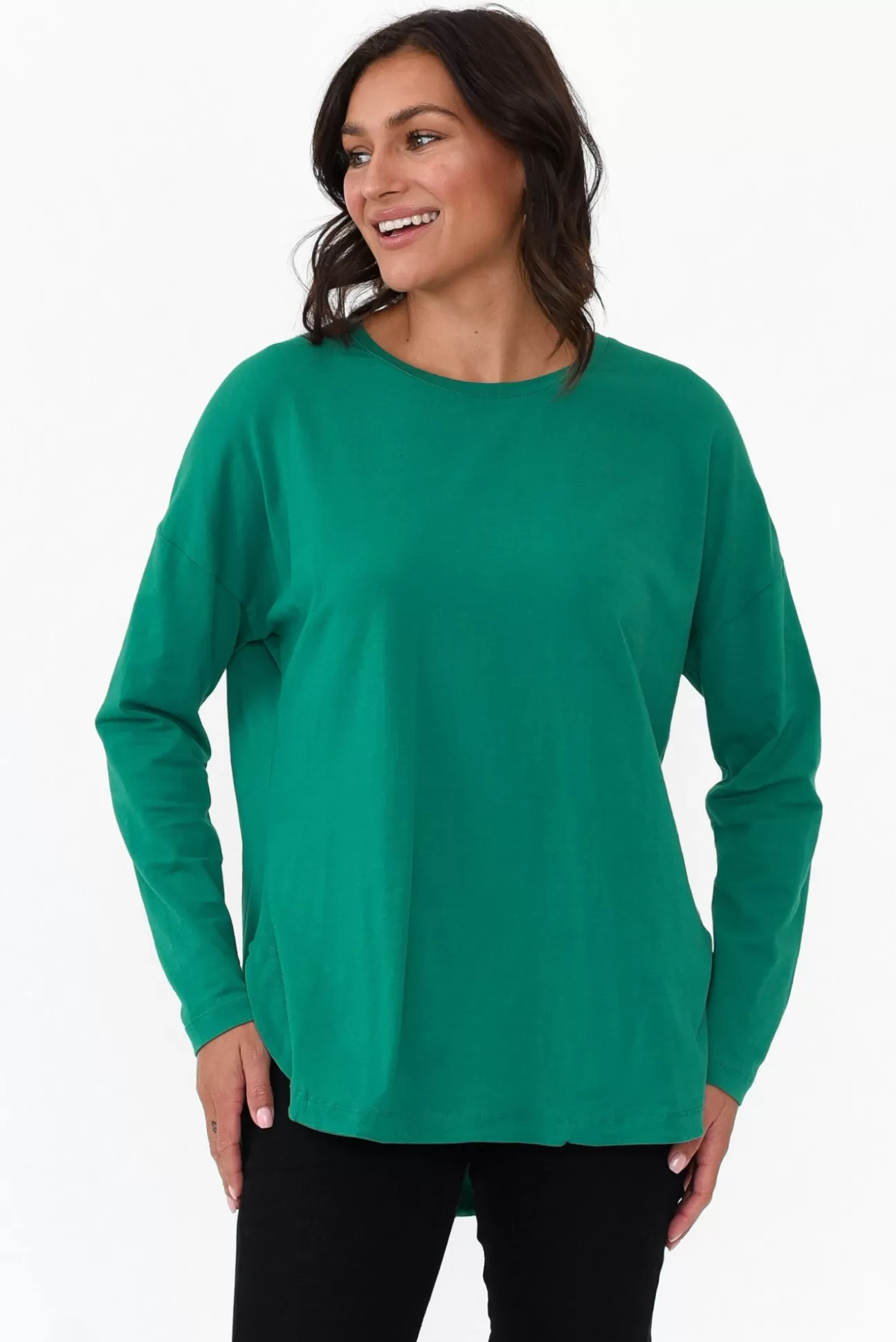 Elm Society Teal Cotton Long Sleeve Tee Fashion