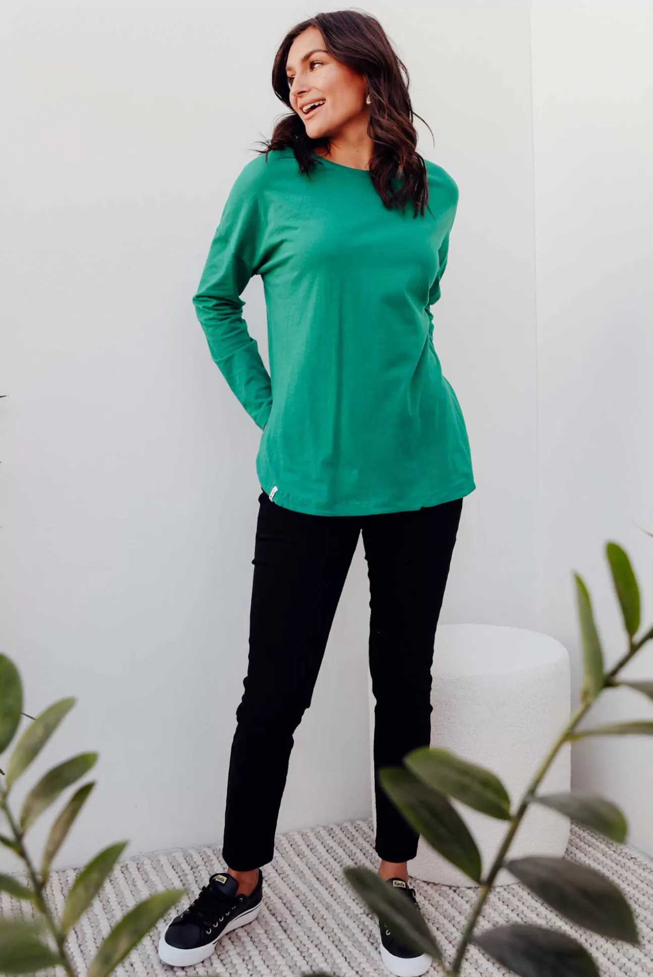 Elm Society Teal Cotton Long Sleeve Tee Fashion