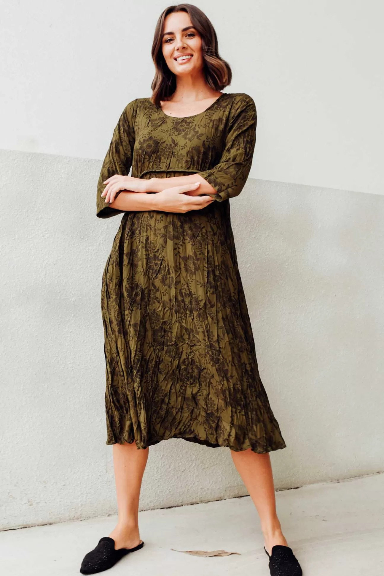 Willow Tree Soprano Khaki Garden Midi Dress New