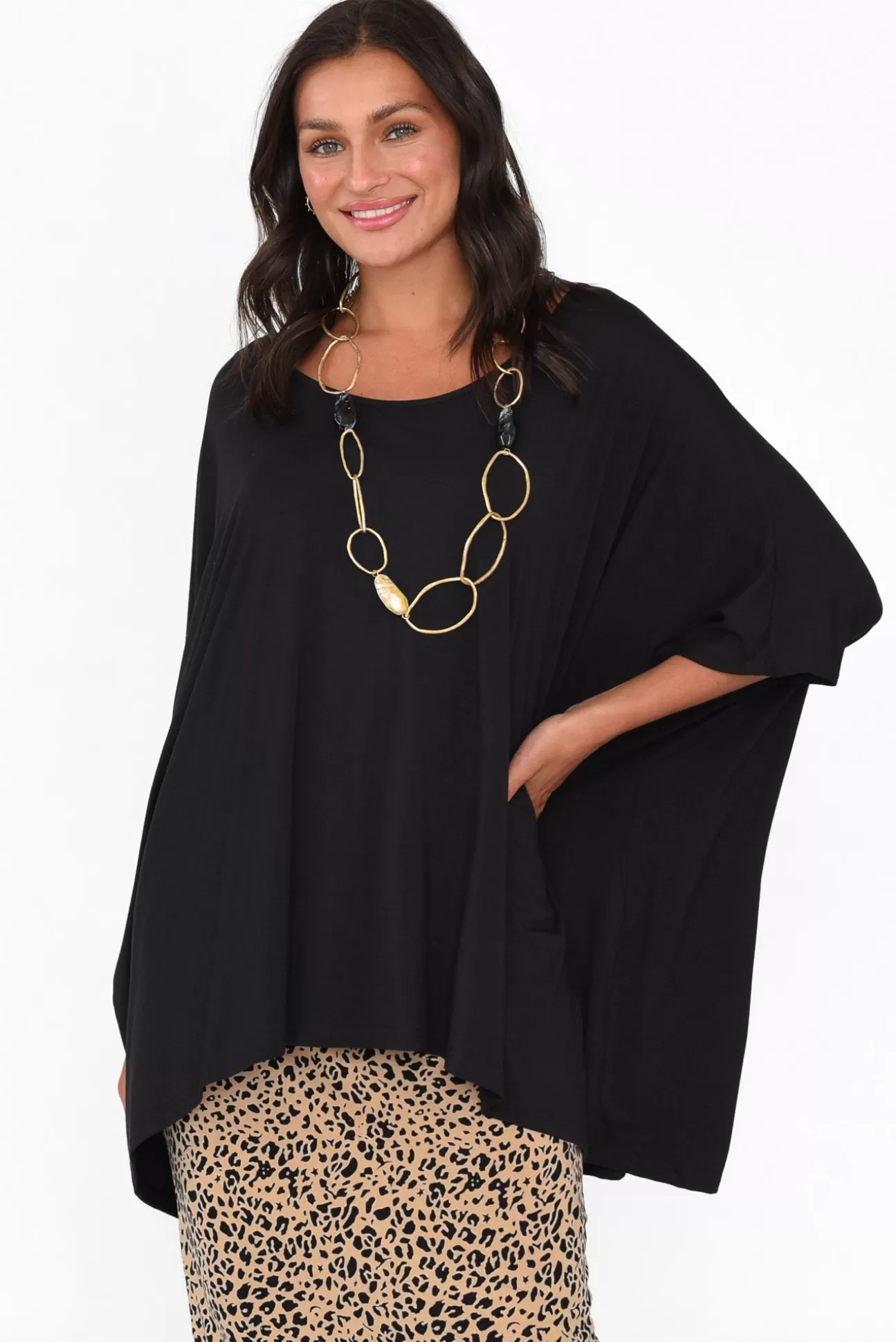 Pq Sorronda Black Bamboo Batwing Top Fashion