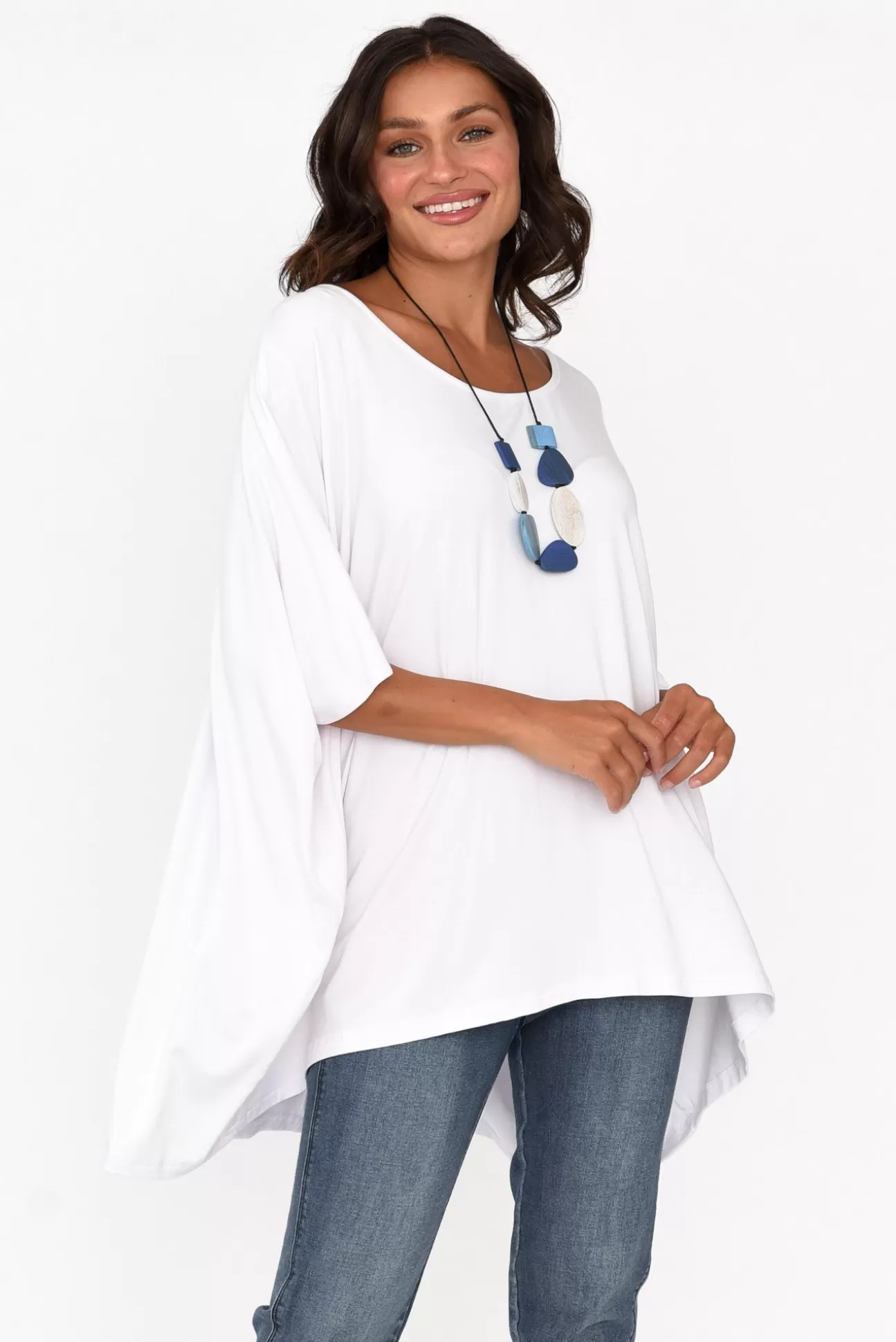 Pq Sorronda White Bamboo Batwing Top Sale