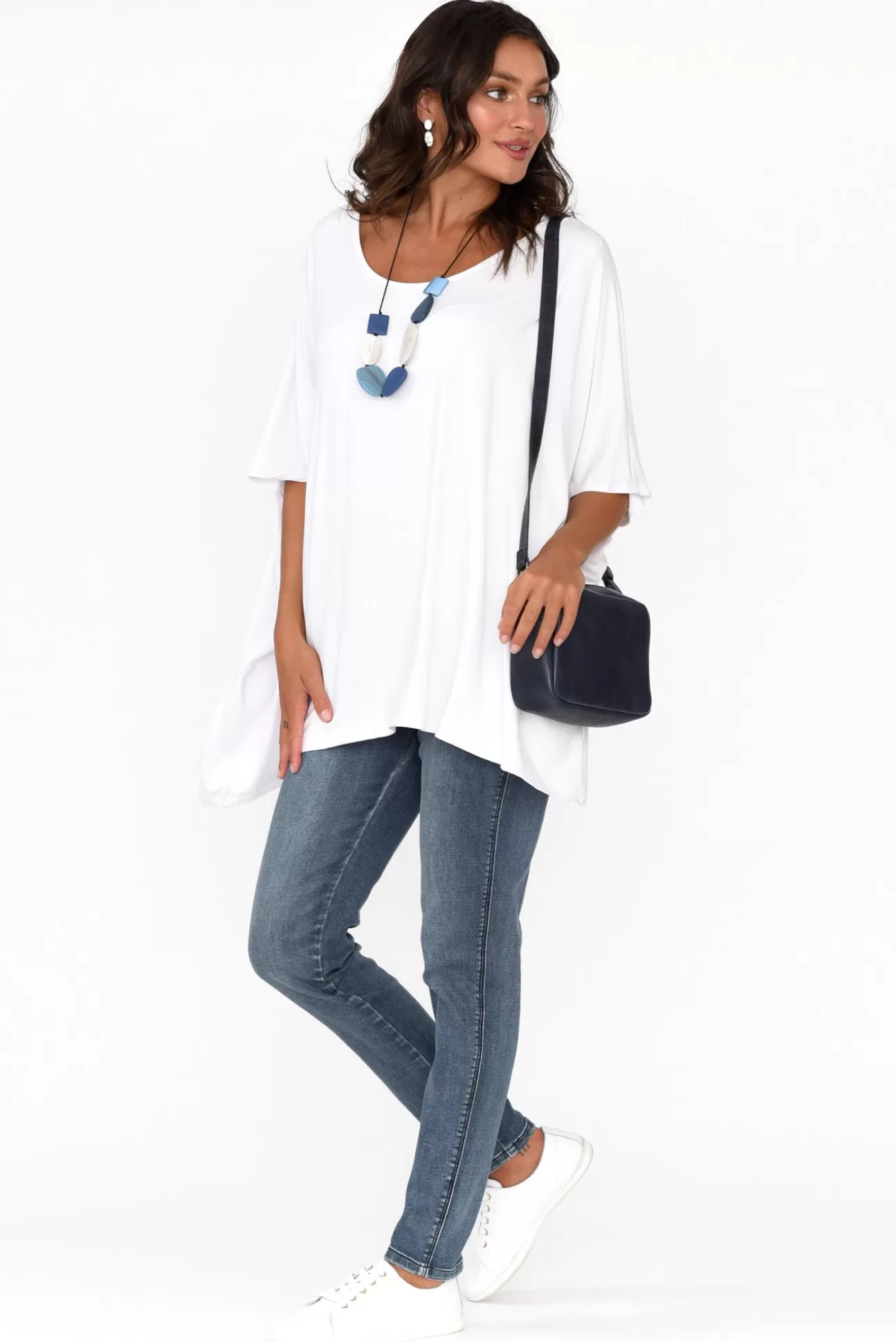 Pq Sorronda White Bamboo Batwing Top Sale