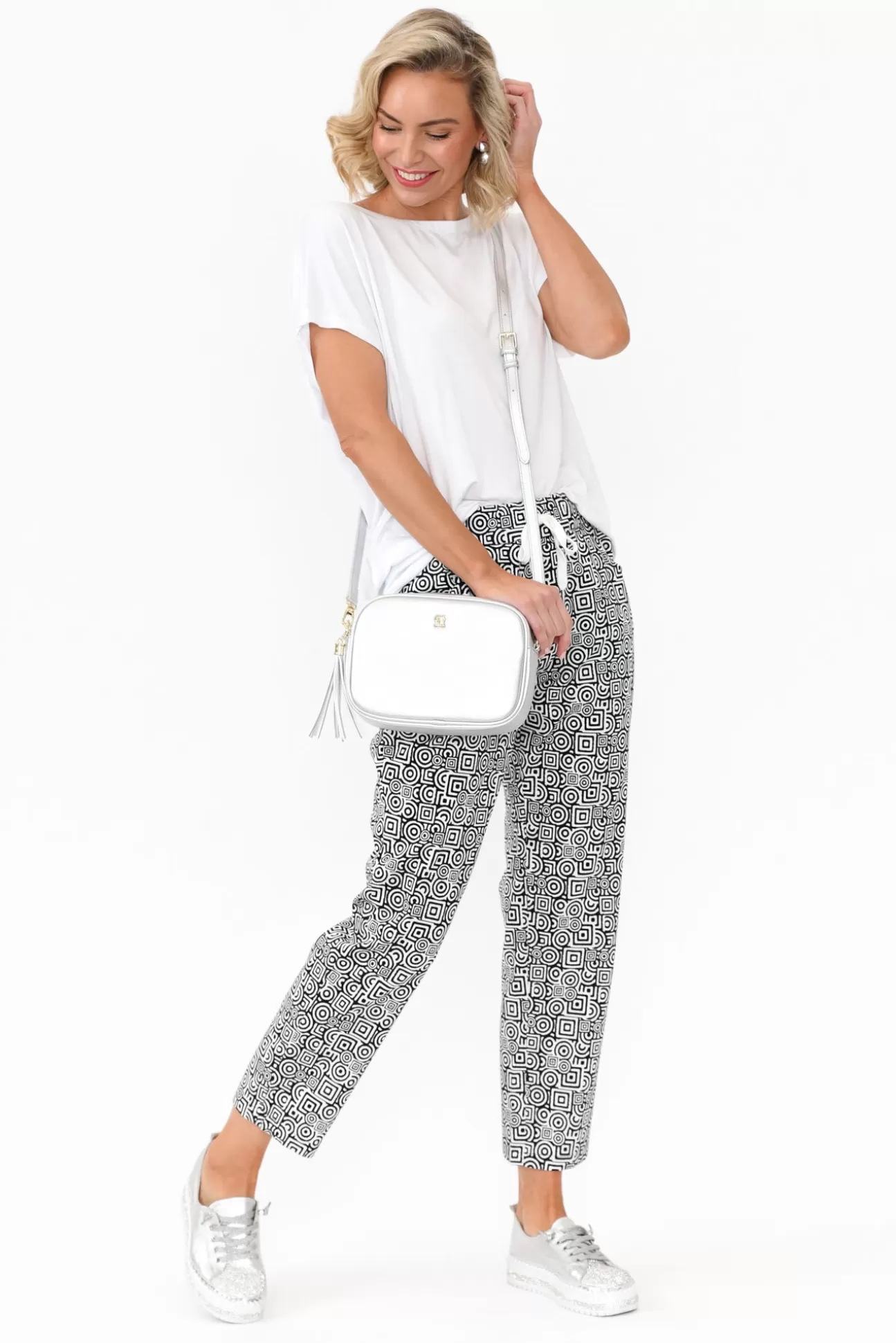 Cali and Co Souza Black Geo Cotton Pant Sale