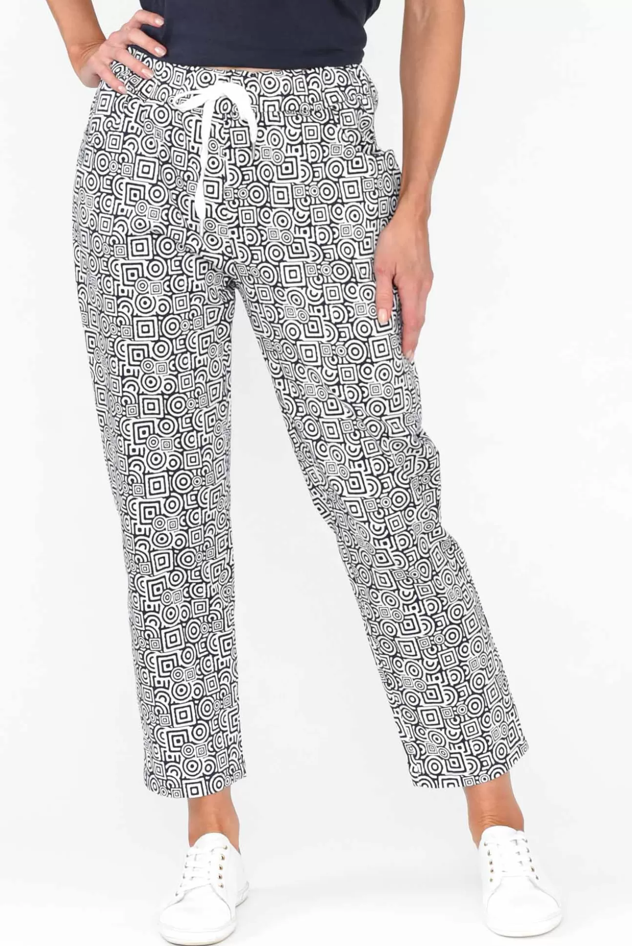 Cali and Co Souza Navy Geo Cotton Pant Best