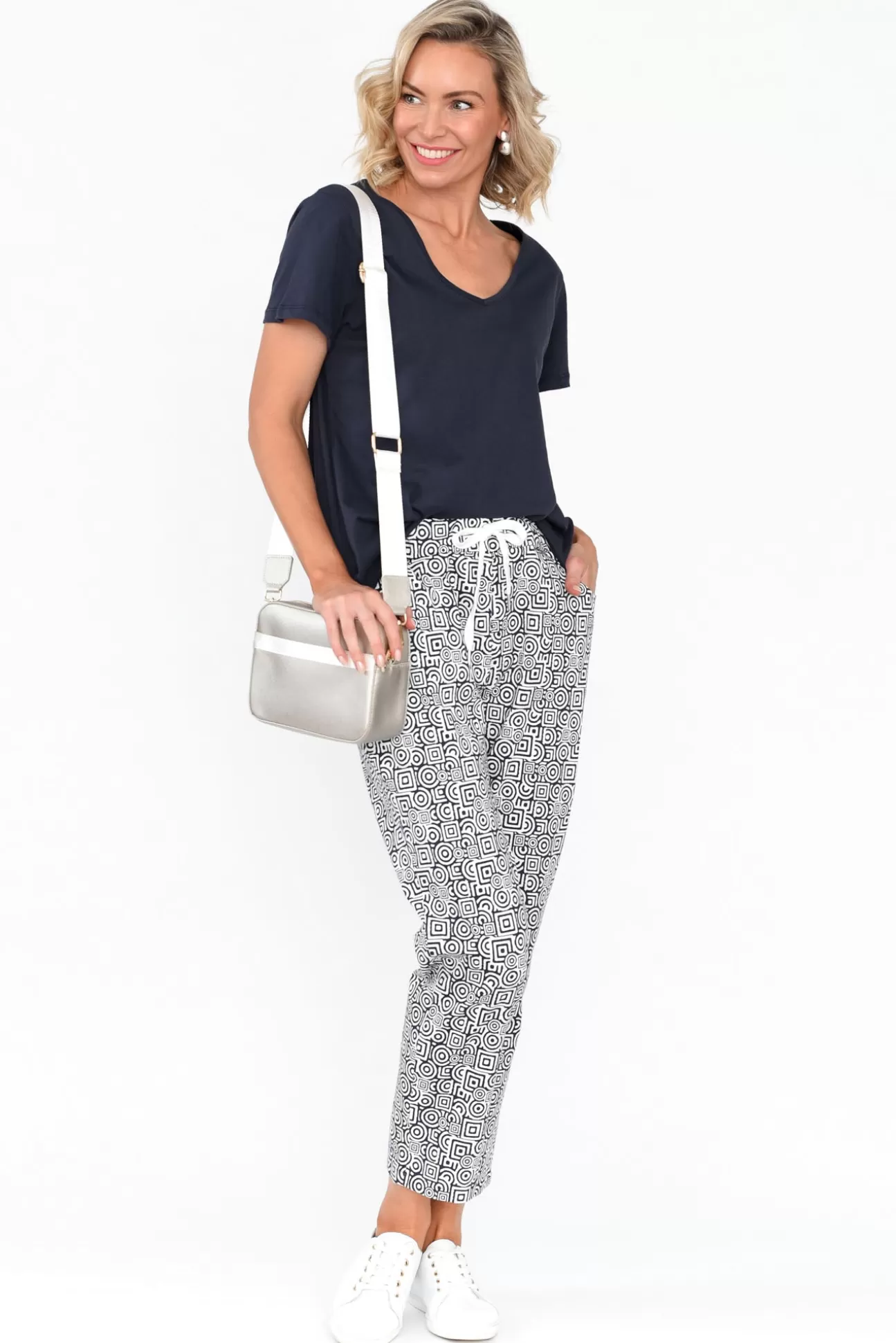 Cali and Co Souza Navy Geo Cotton Pant Best