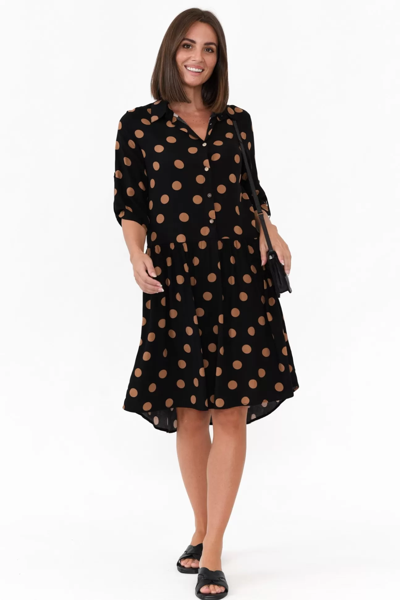 New U Collection Surrey Black Spot Shirt Dress Outlet