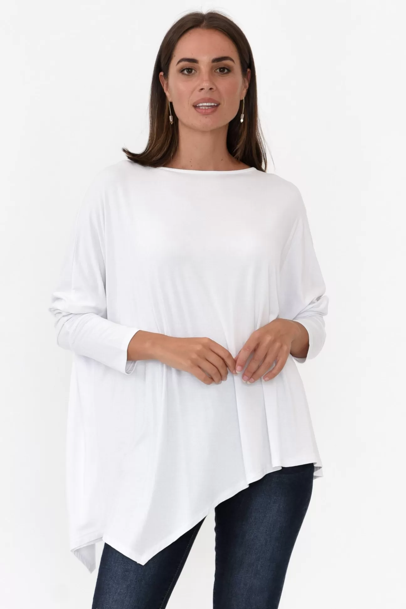 Lou Lou Susie White Asymmetrical Bamboo Top Cheap