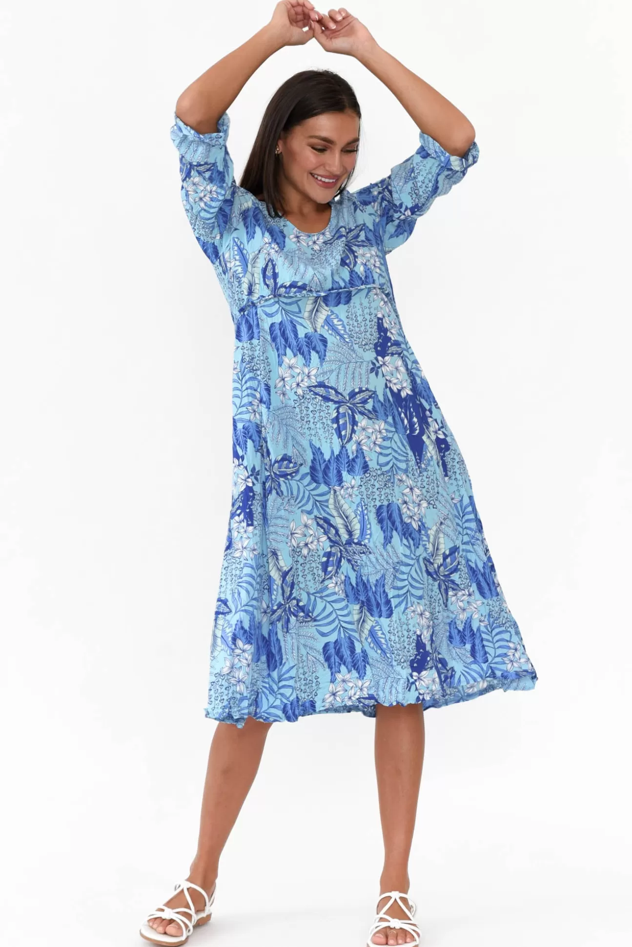 Willow Tree Tallulah Blue Tropical Midi Dress Best