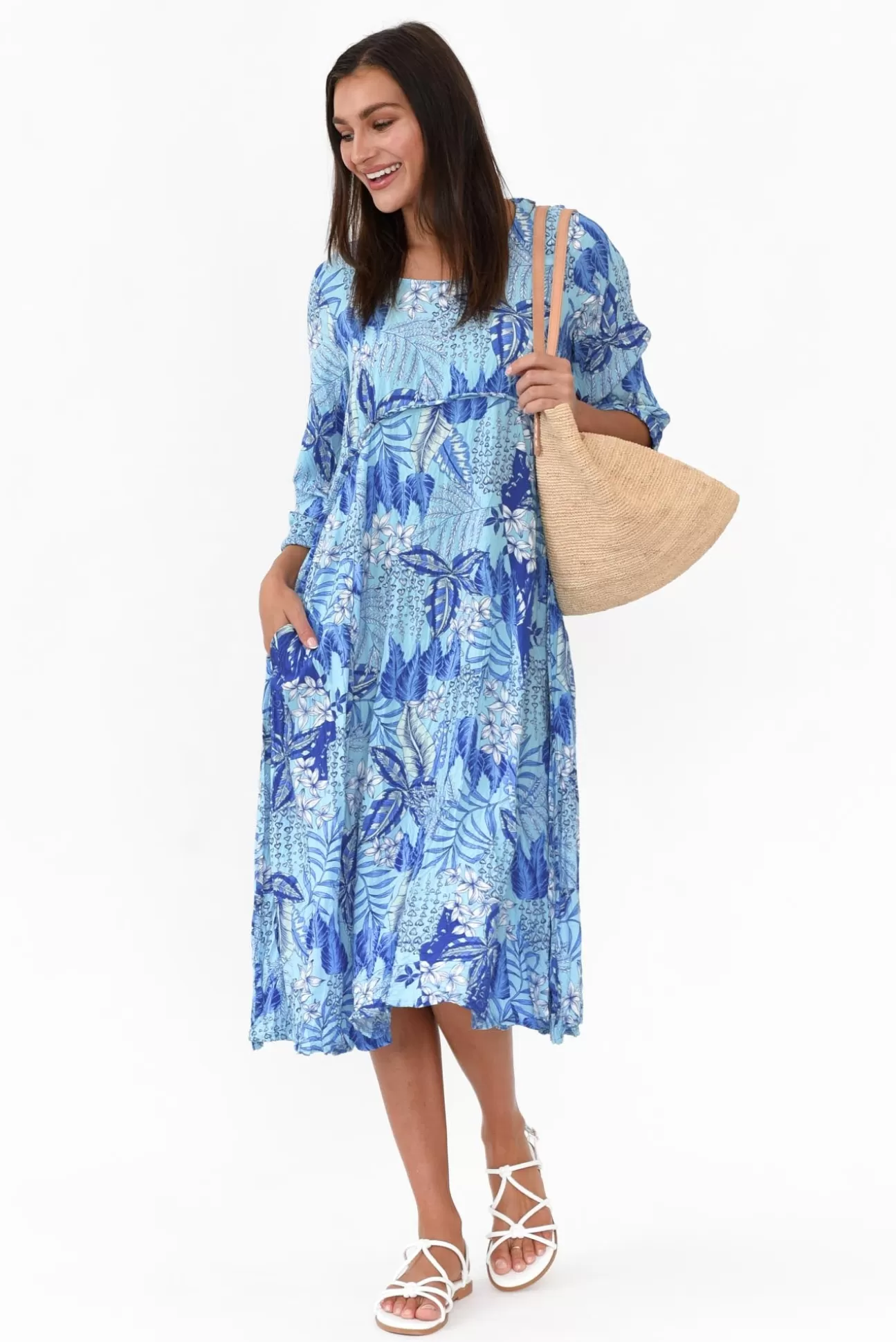 Willow Tree Tallulah Blue Tropical Midi Dress Best