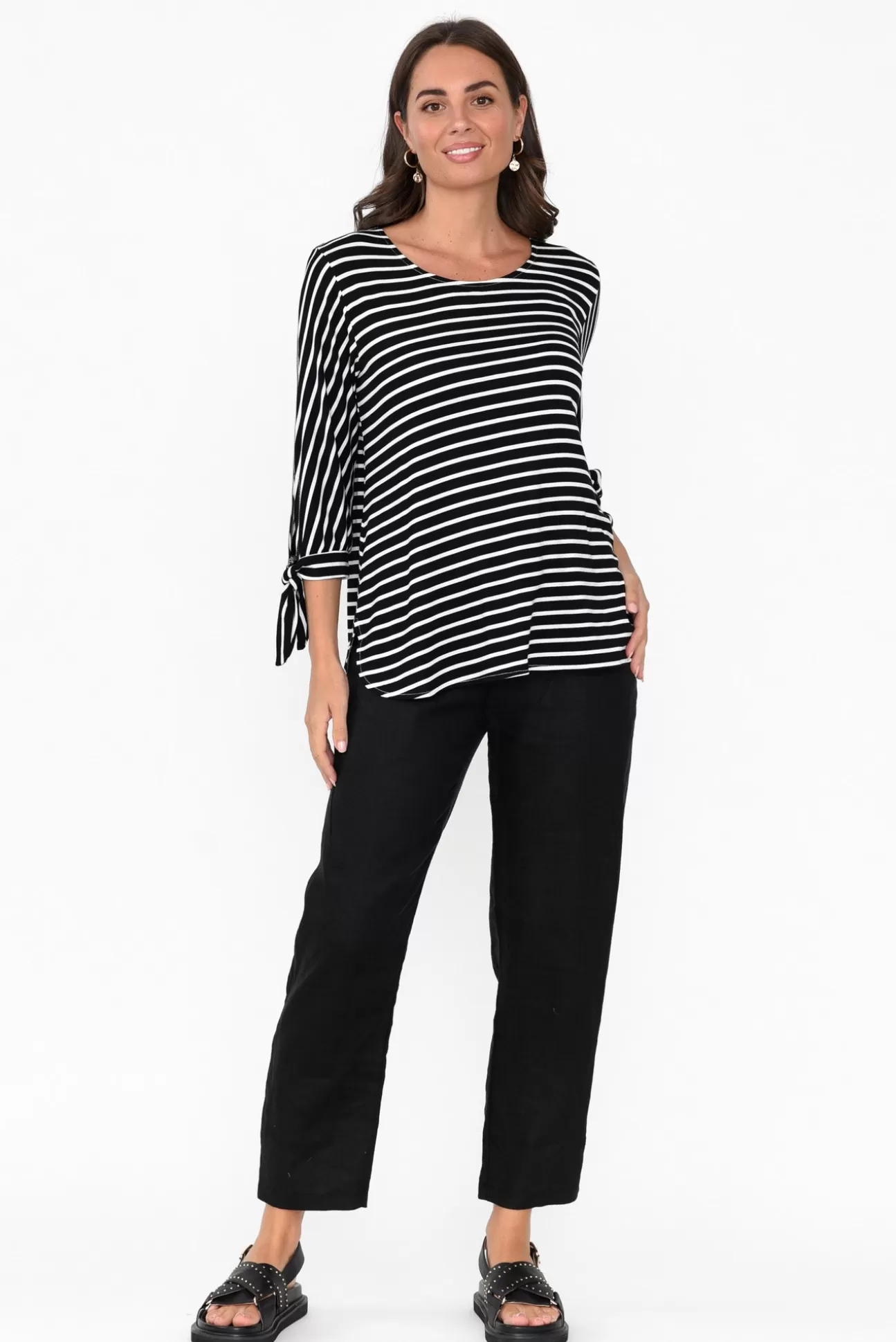 Bamboo Whispers Tasmyn Black Stripe Bamboo Top Cheap