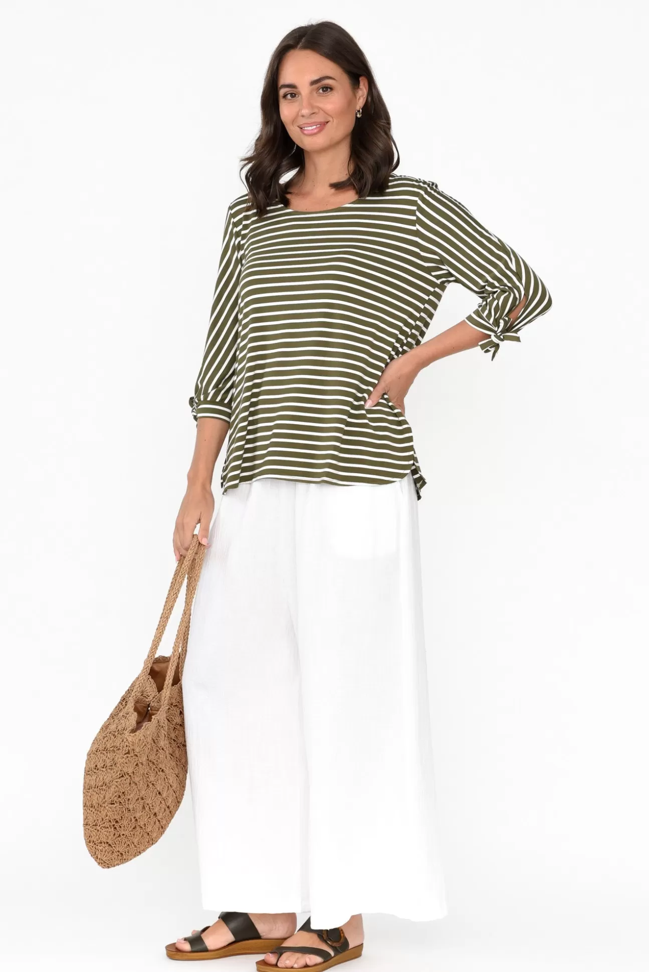 Bamboo Whispers Tasmyn Khaki Stripe Bamboo Top Store