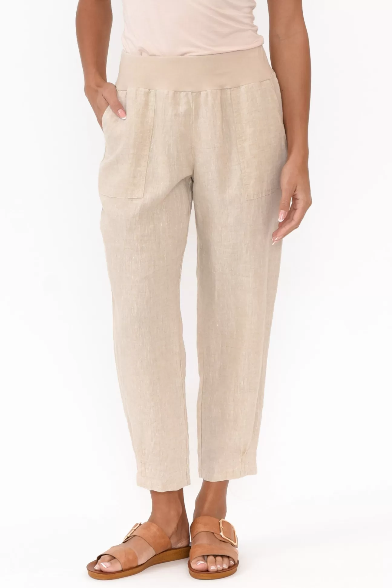 Gordon Smith Tatum Beige Linen Pant Discount