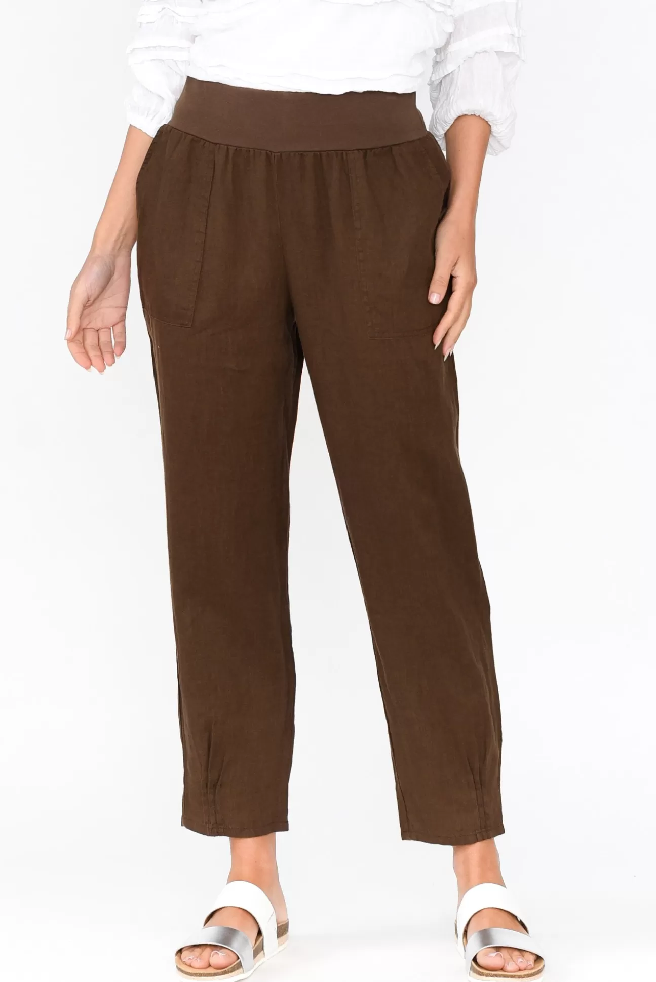 Gordon Smith Tatum Chocolate Linen Pant New