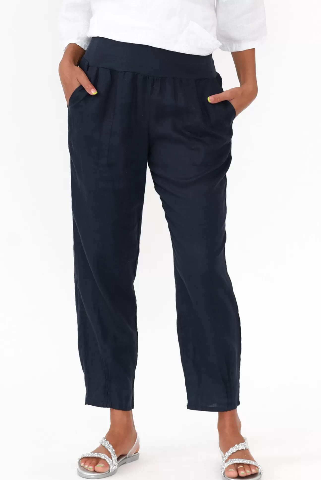 Gordon Smith Tatum Navy Linen Pant Clearance