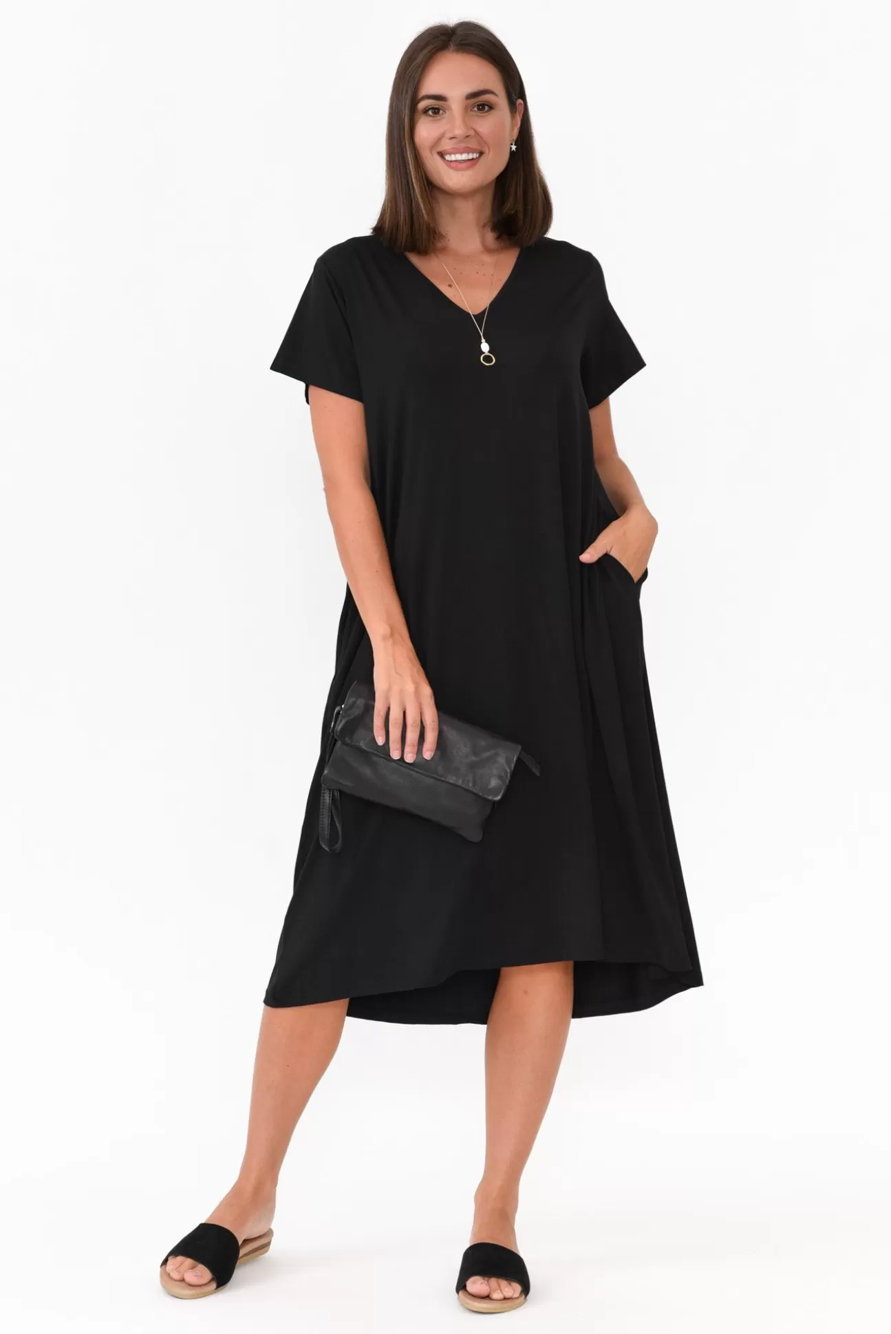 PQ Tiffany Black Bamboo Tee Dress Cheap