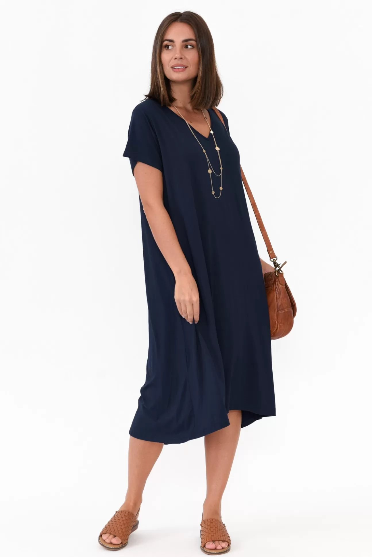 PQ Tiffany Navy Bamboo Tee Dress Best