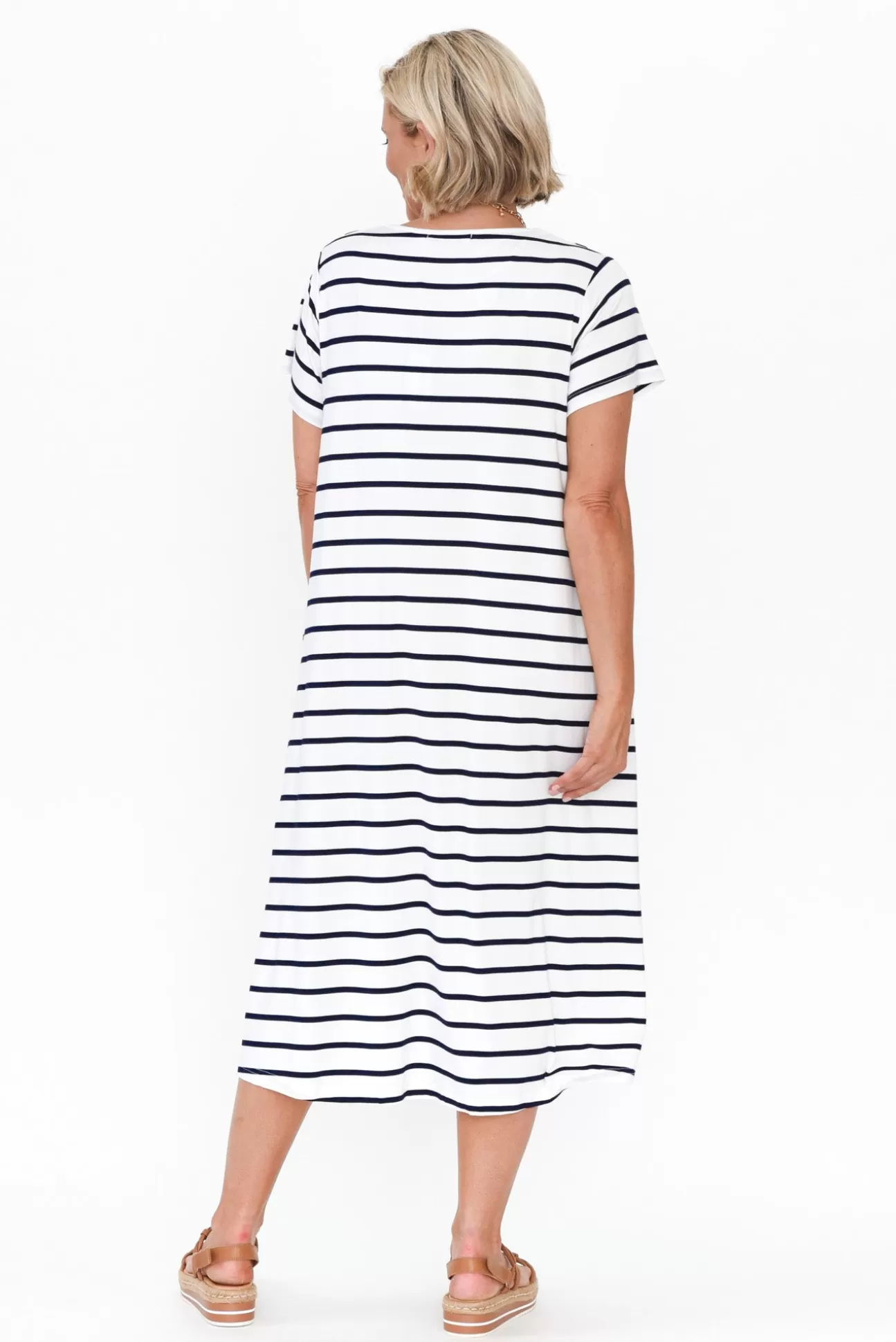 PQ Tiffany White Stripe Bamboo Tee Dress Cheap