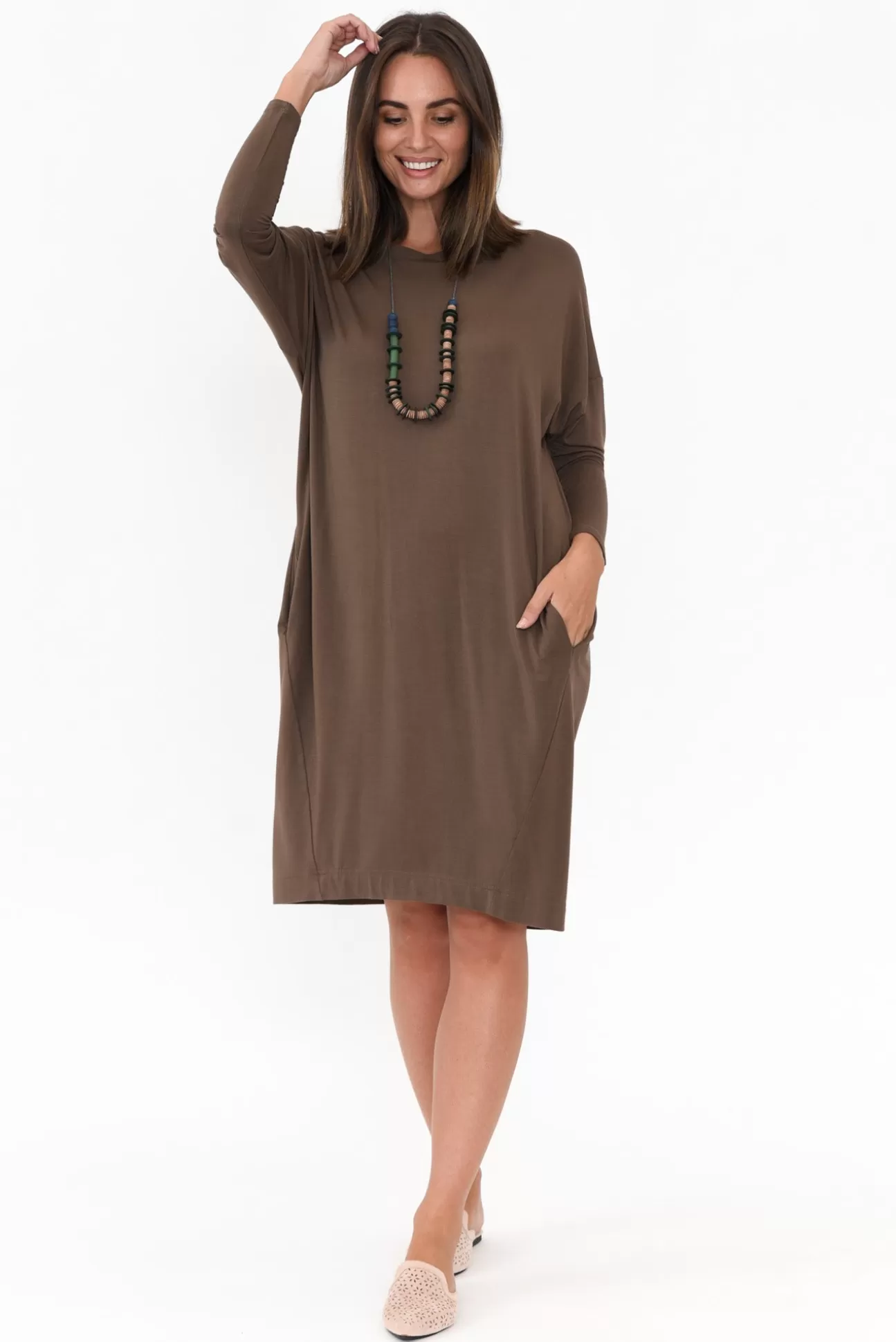 Lou Lou Turner Chocolate Bamboo Dress Hot