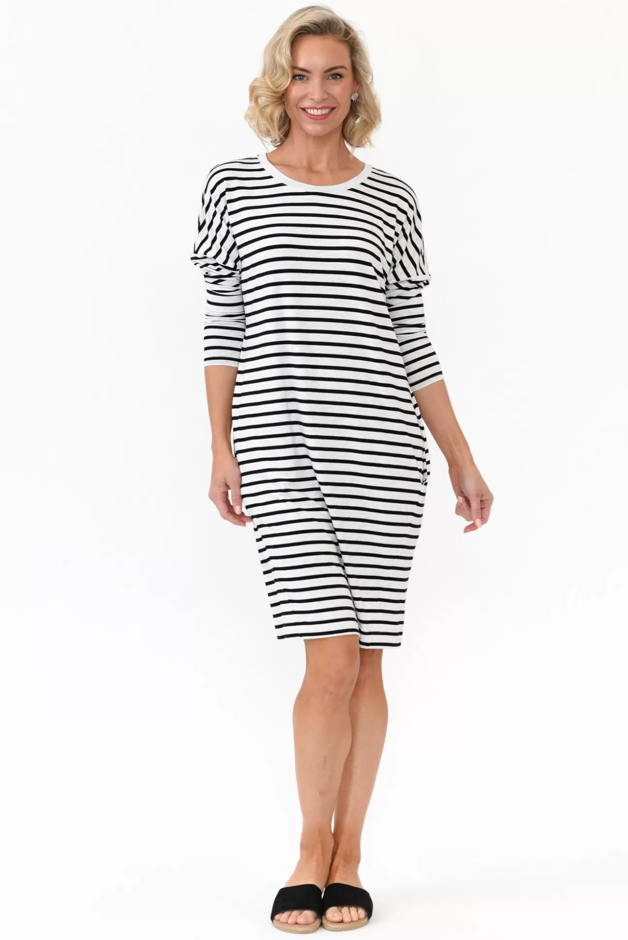 Lou Lou Turner Grey Stripe Bamboo Dress Cheap