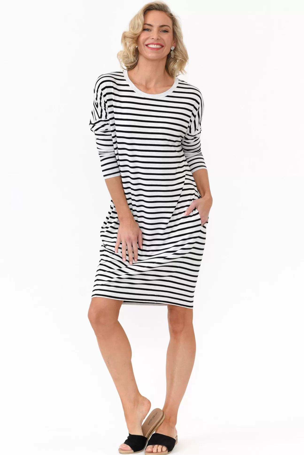 Lou Lou Turner Grey Stripe Bamboo Dress Cheap