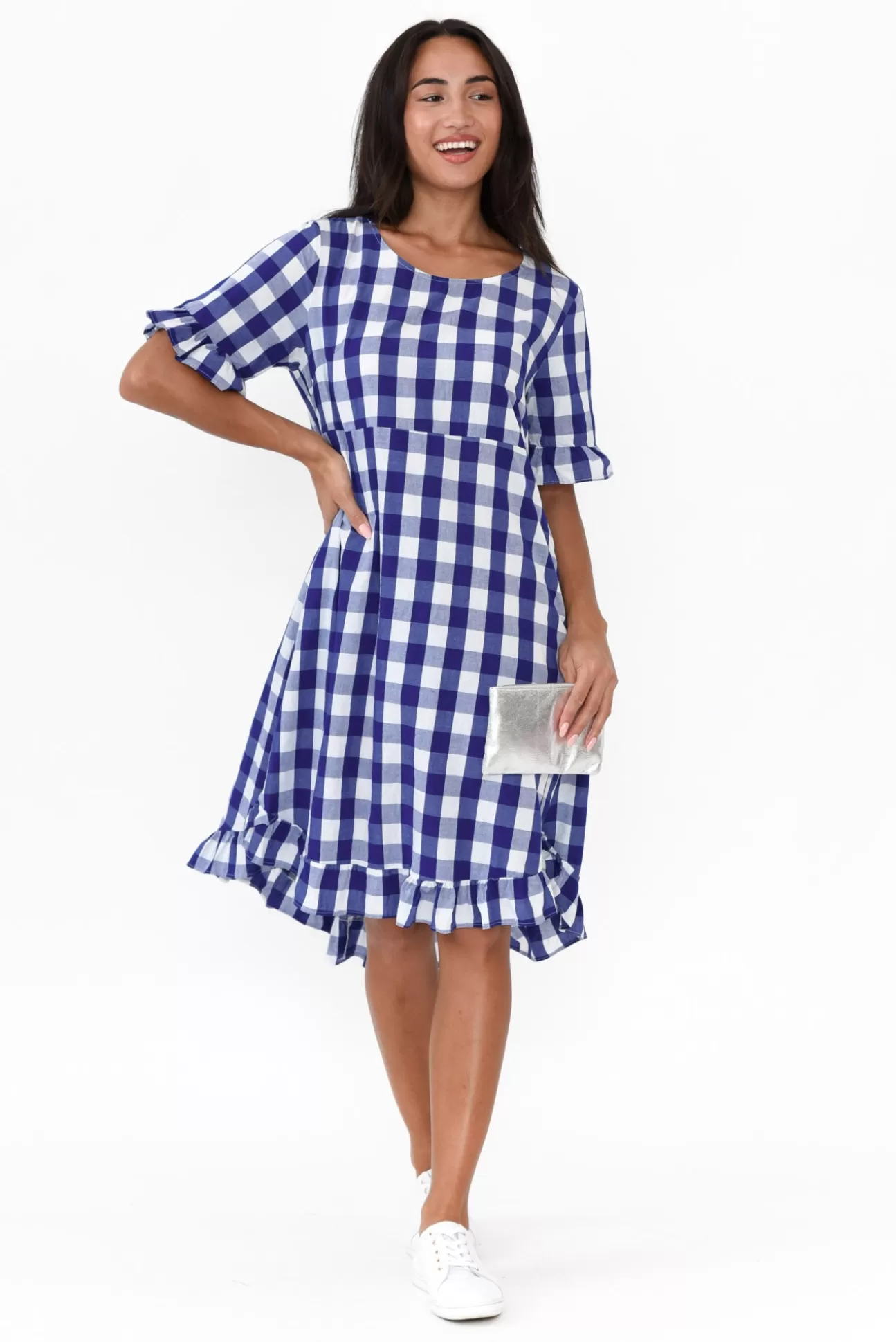 Worthier Val Blue Gingham Cotton Dress Shop