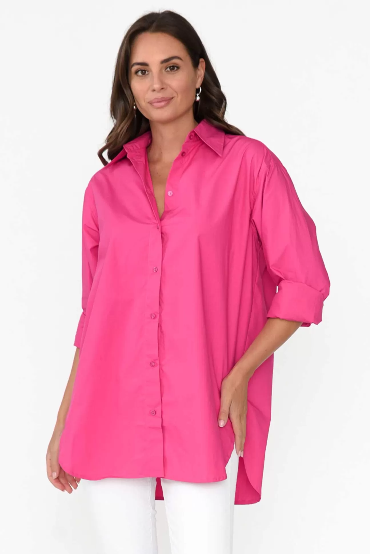 Ebby and I Verdel Hot Pink Cotton Shirt Flash Sale