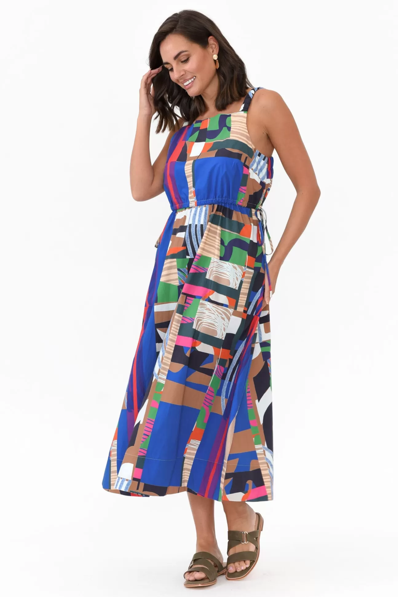 Wear Colour Waldon Blue Abstract Cotton Dress Store