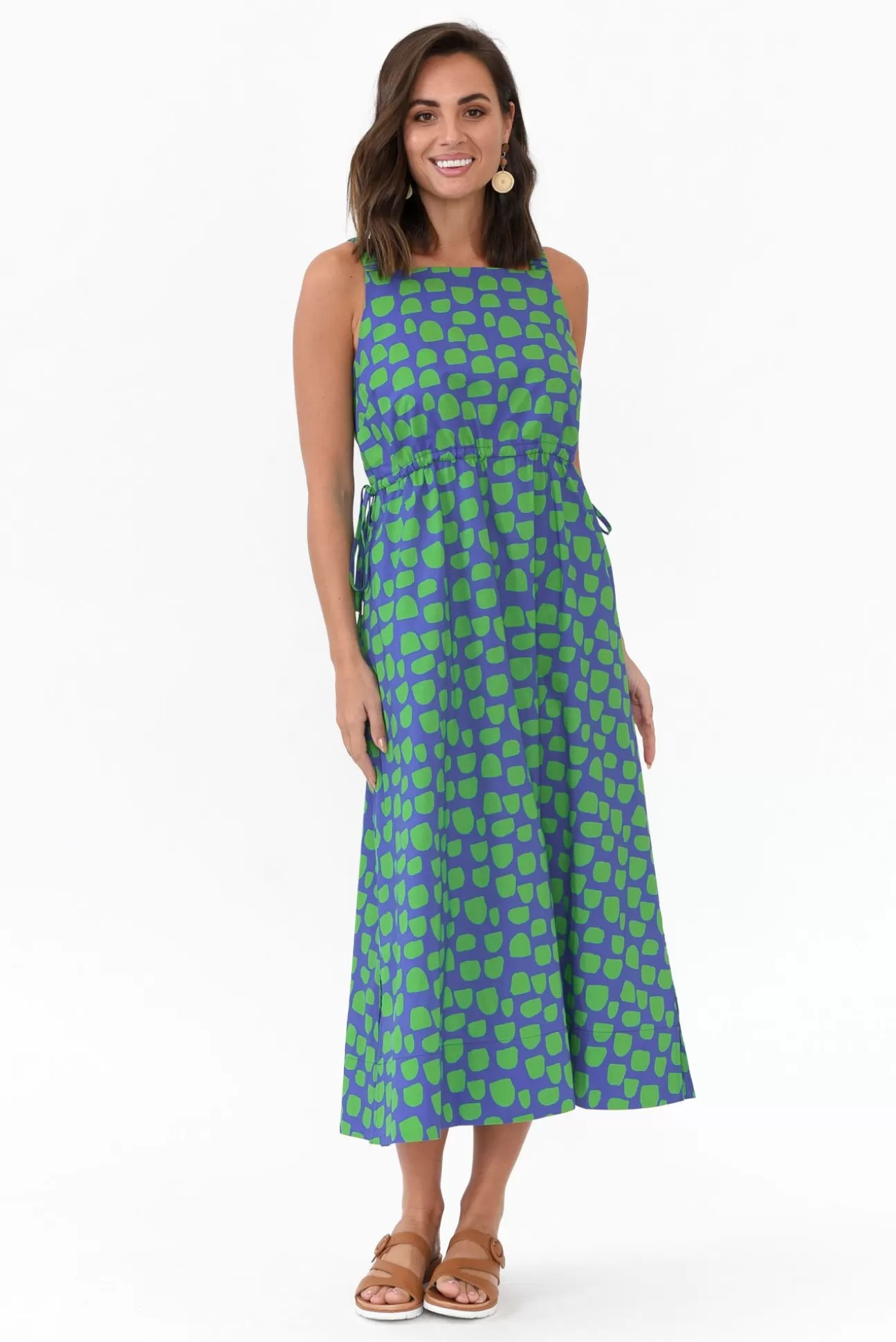 Wear Colour Waldon Green Spot Cotton Dress Cheap