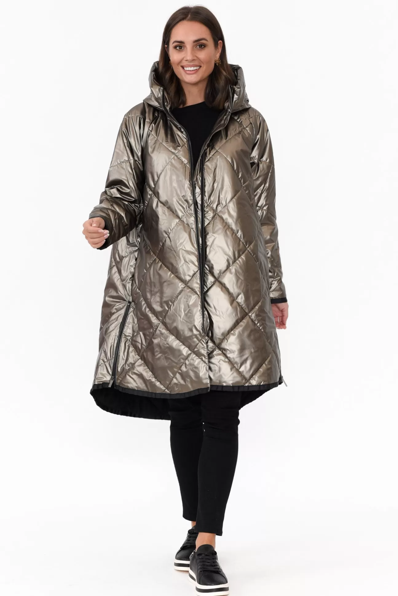 Tirelli Waldorf Bronze Zip Hem Winter Coat Flash Sale