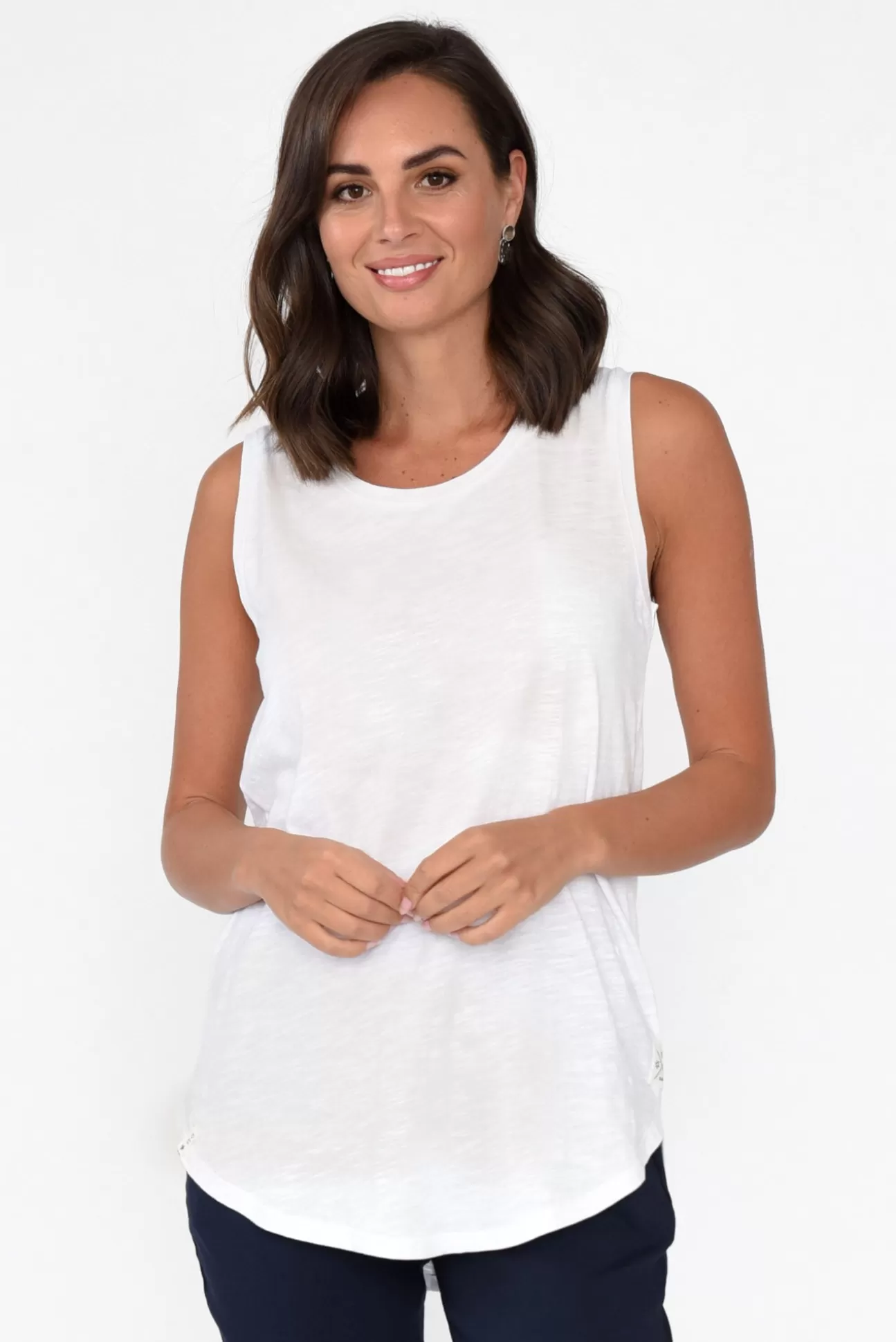 Elm White Cotton Scoop Tank Sale