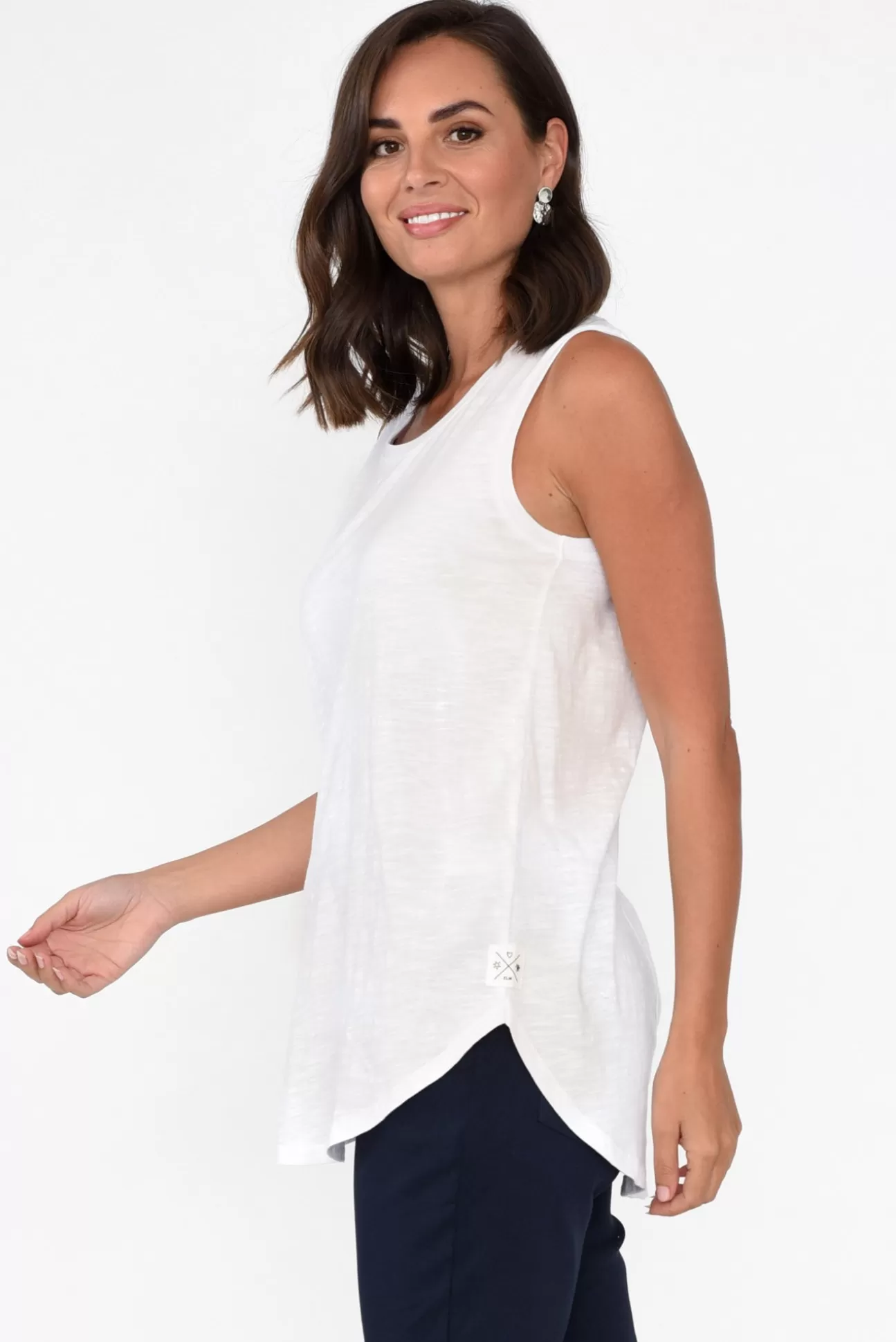 Elm White Cotton Scoop Tank Sale