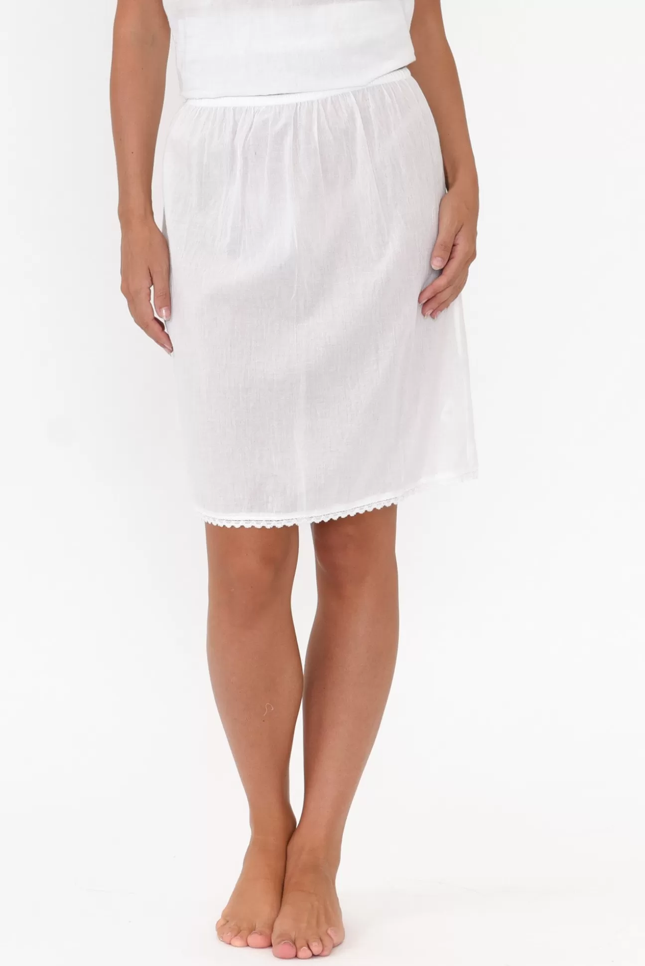 Orientique White Cotton Slip Skirt Online