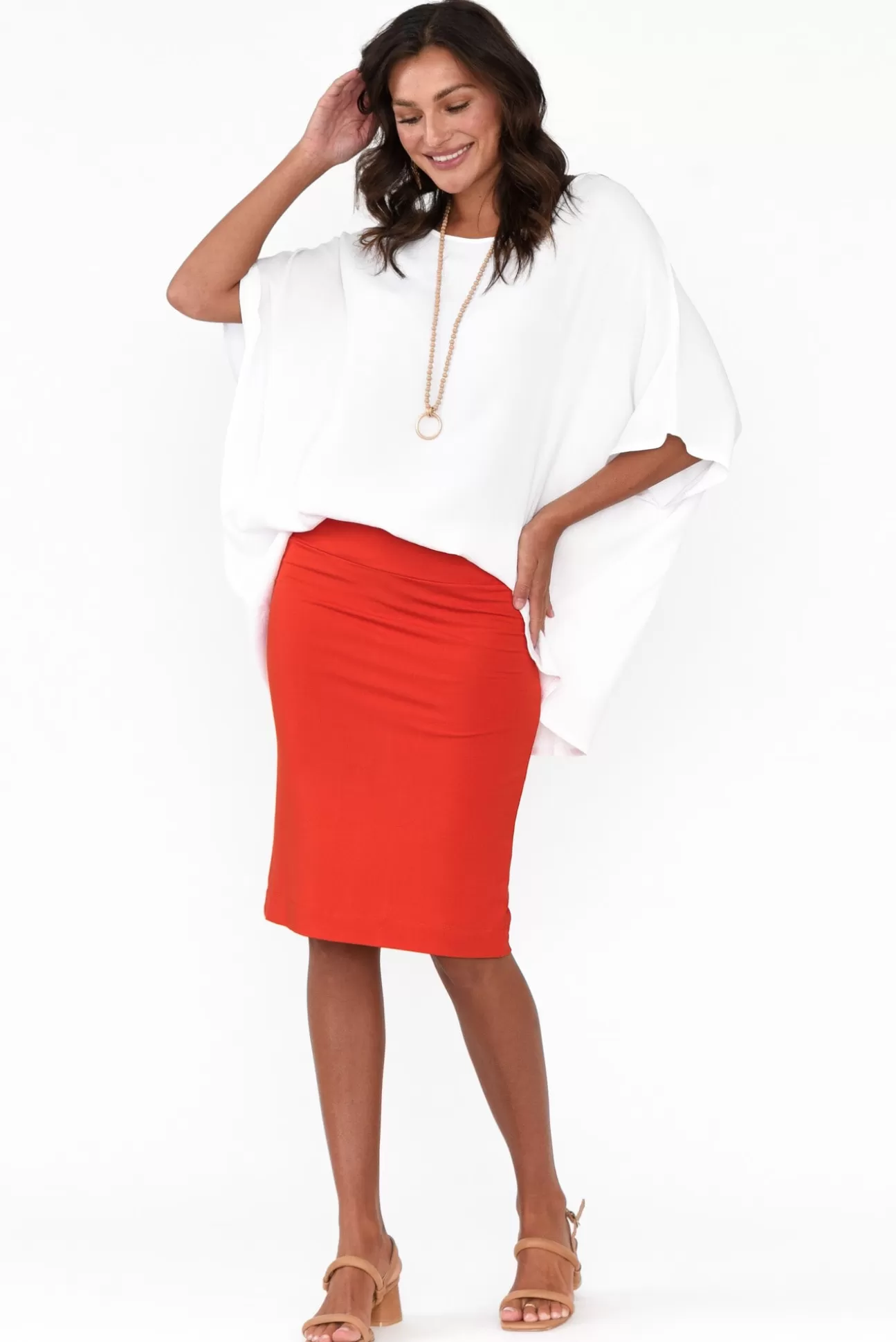 Lou Lou Whitney Red Bamboo Tube Skirt Hot