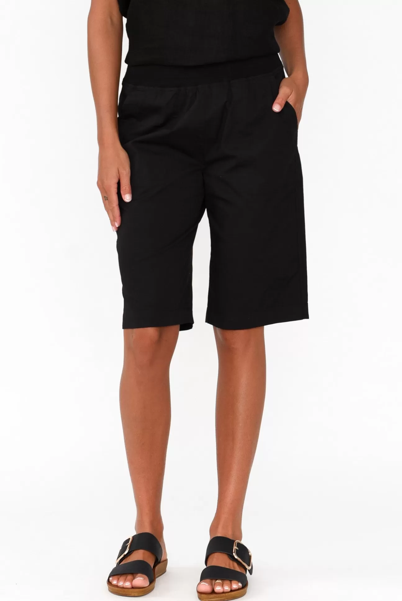 Threadz Wilson Black Cotton Short Best Sale