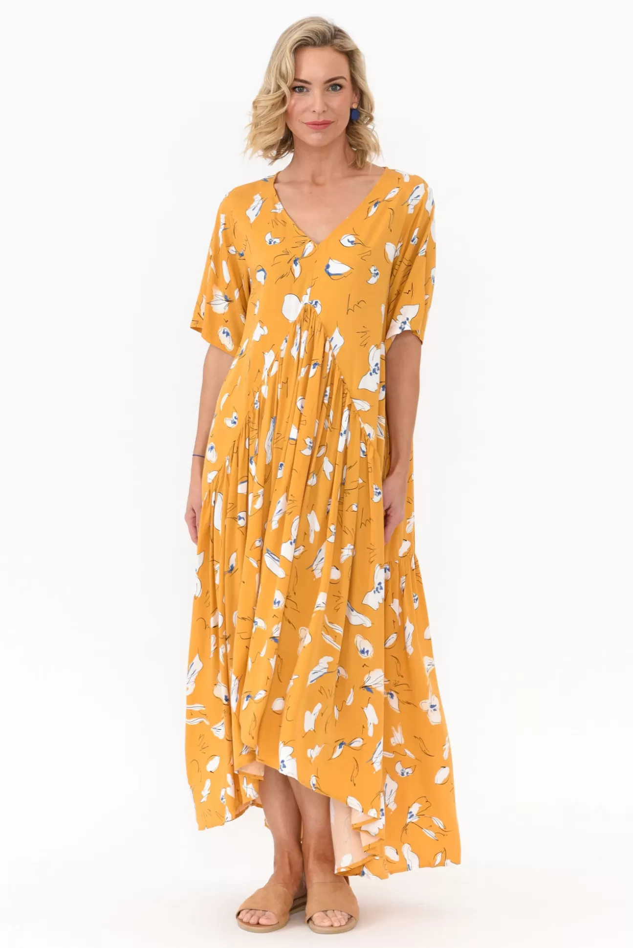 PQ Yellow Abstract Peak Maxi Dress Best