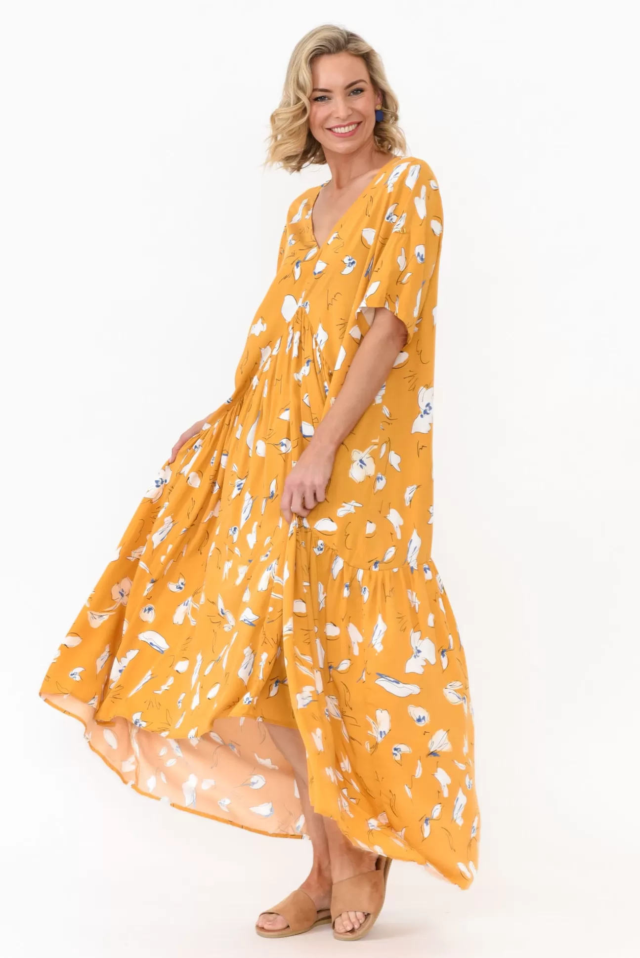 PQ Yellow Abstract Peak Maxi Dress Best