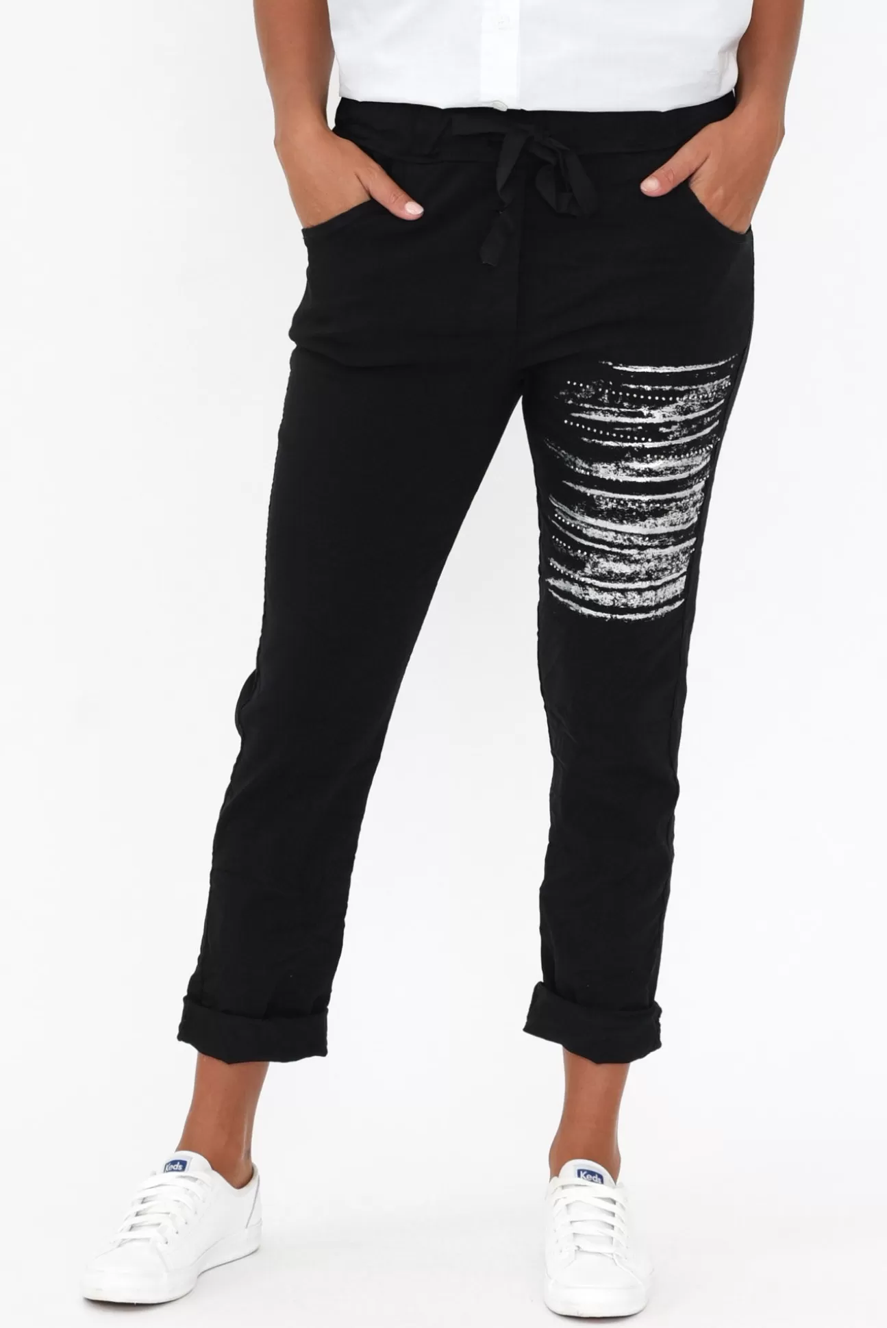 La Strada Zachary Black Foil Stretch Pant Shop