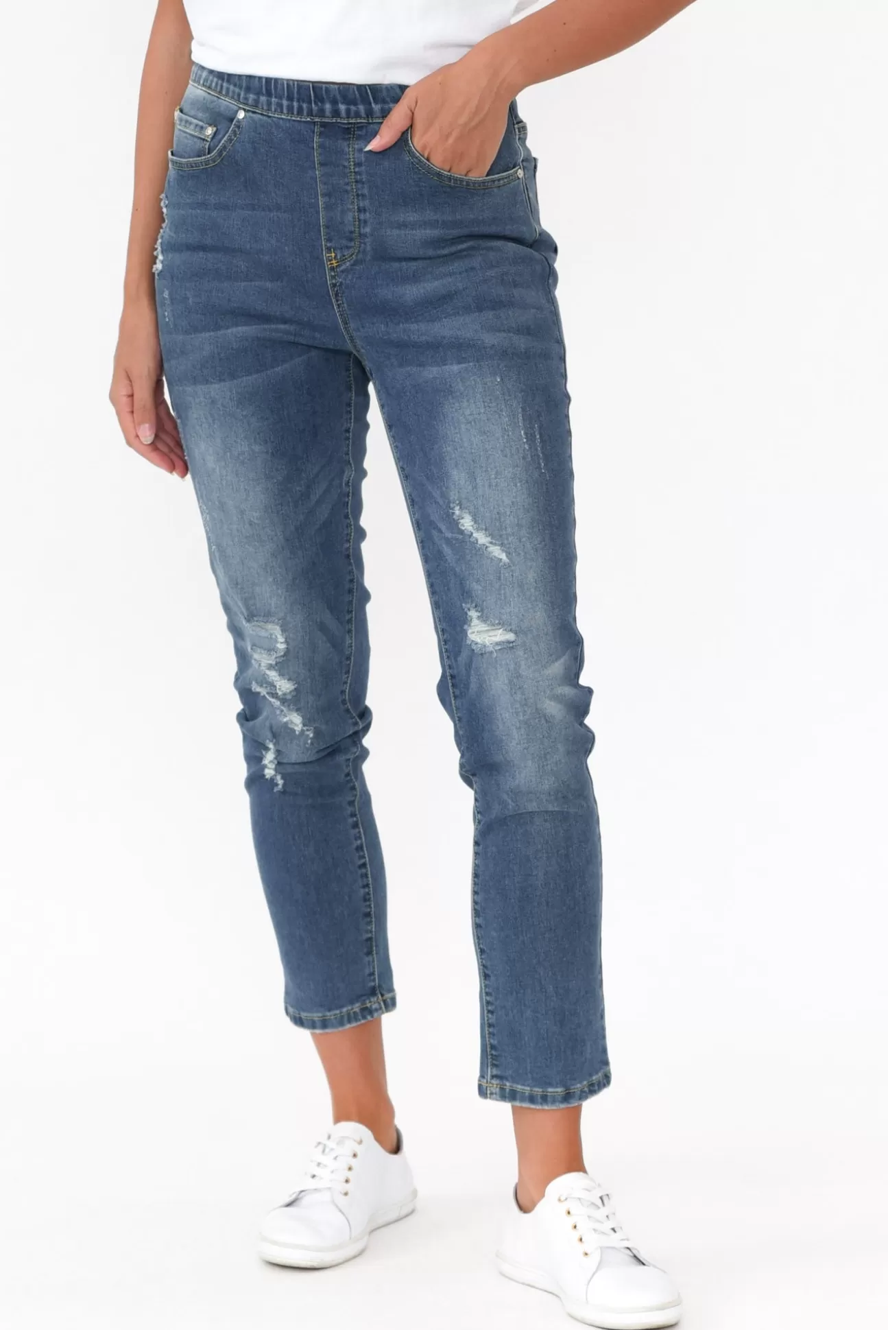 Threadz Zadie Distressed Blue Stretch Jean Discount