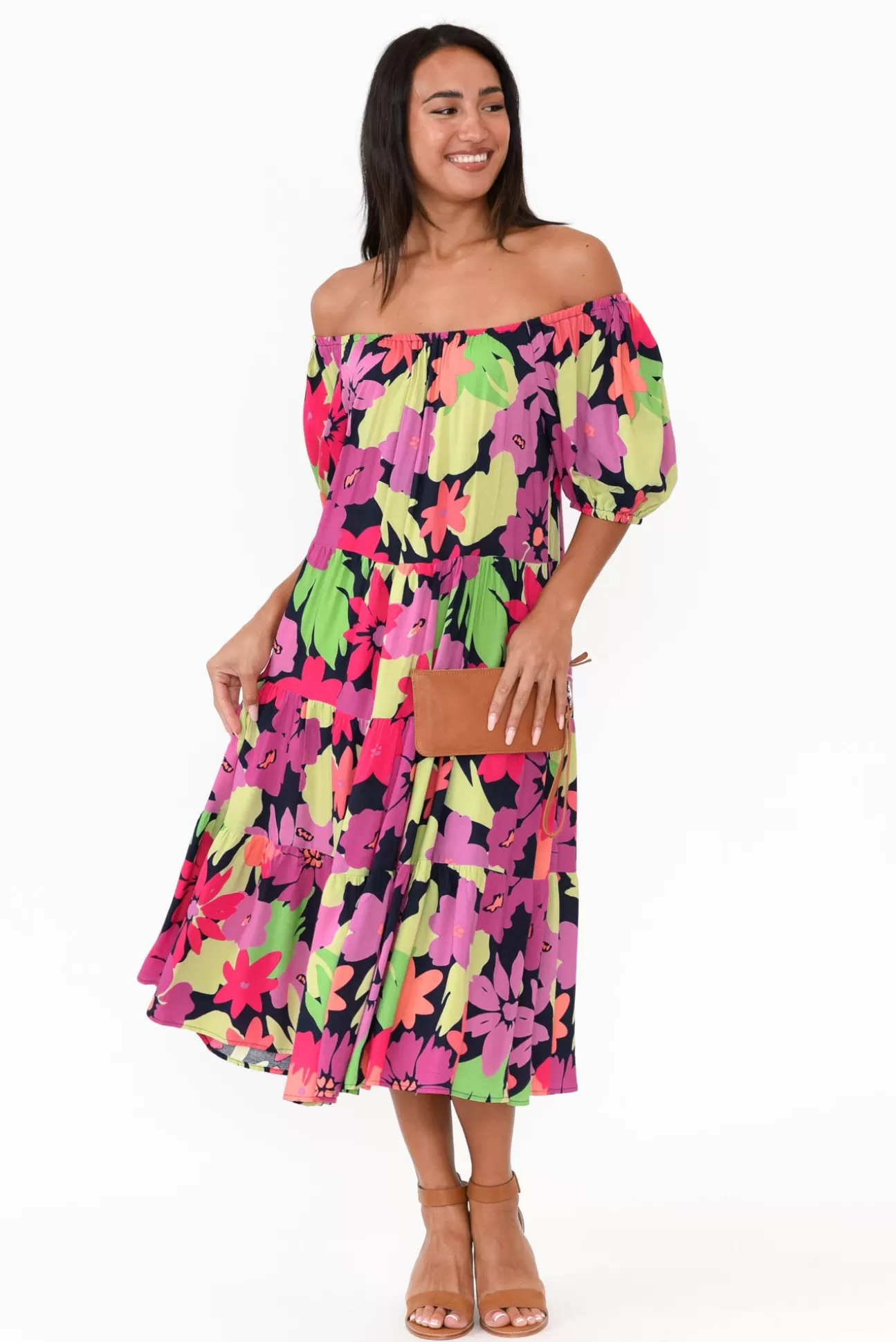 Label of Love Zaya Pink Flower Tier Dress Fashion