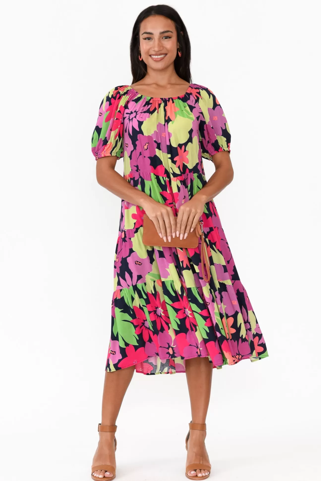 Label of Love Zaya Pink Flower Tier Dress Fashion